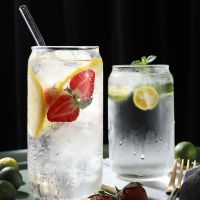 可乐杯透明玻璃饮料杯奶茶柠檬汽水果汁富士山水杯ins易拉罐