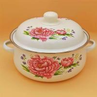 珐琅搪瓷锅宝宝辅食碗汤锅炖锅煮面锅燃气电磁炉通用|18cm粉色月季搪瓷锅