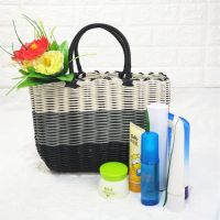 塑料编织购物篮采摘篮买菜篮洗澡手提篮子收纳筐野餐篮ins|-特大号-X-L黑-灰-白-