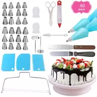 塑料防滑蛋糕转盘裱花转台家用做生日蛋糕托台旋转台全套烘培工具|转盘40件套