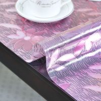 餐桌垫防水防油防烫透明软玻璃pvc茶几垫电视柜台塑料餐桌布|1.0玫瑰金波斯菊 50*100cm