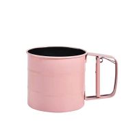 面粉筛手持不锈钢面粉筛半自动糖粉中药筛杯烘培家用细分样筛子|手持面粉筛(粉色)