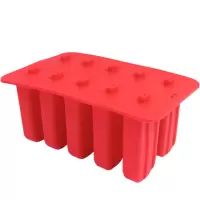 送家用自制雪糕模具硅胶冰格创意diy冰淇淋冰棒冰棍模型|10连雪糕模(红色)