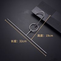 不锈钢木柄捞肉烧鸭猪皮插卤牛肉勾丁字挂钩子叉烧腊环松肉鹅尾针|32CM小号叉烧环(2只装)