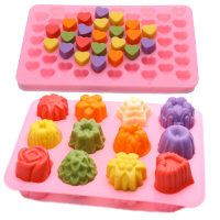 家用创意卡通硅胶制冰格冰淇淋冰块布丁果冻手工皂巧克力烘焙模具|12格多形状+55格纯心