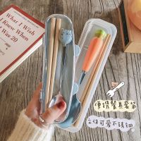 学生筷子盒便携餐具套餐外带可爱304不锈钢创意卡通叉子勺子可爱