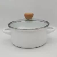 日式珐琅搪瓷锅加厚双耳汤锅煮面锅20cm-24cm燃气电磁炉通用
