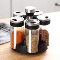 调味罐玻璃盐罐厨房调料罐子家用旋转调料瓶油壶盐味精调料盒套装