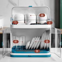 厨房碗架碗筷收纳盒带盖放餐具装碗箱碟盘沥水置物架塑料碗柜
