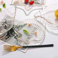北欧ins玻璃盘水果盘餐具 扇贝沙拉碗海洋碟子甜品碟装饰盘子餐盘