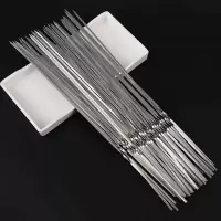 不锈钢烧烤签扁签户外羊肉串烤肉签子钢签铁签圆签全套工具烧烤针