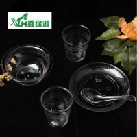 一次性餐具碗碟杯勺四件套散装航空水晶餐具饭店水宴席餐具