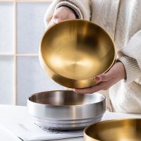 冷面碗不锈钢金色拌饭螺蛳粉拌面碗汤碗沙拉盆商用韩式餐具