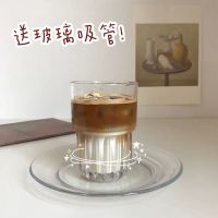 ins透明咖啡杯玻璃杯美式拿铁咖啡杯冷饮鸡尾酒可叠放玻璃杯