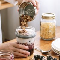 隔夜燕麦杯玻璃密封罐早餐杯带勺子沙拉餐杯酸奶杯便携