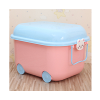 大号玩具收纳箱塑料整理箱儿童有盖卡通收纳盒滑轮衣物储物箱