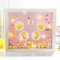 宝宝手足印泥胎毛纪念品相框新生婴儿童手脚印满月百天礼物