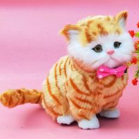 仿真猫咪玩偶会叫小猫咪摆件可爱假猫咪儿童玩具公仔生日礼物