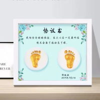 宝宝手足印泥胎毛纪念品diy新生的婴儿手印脚印满月百天礼物