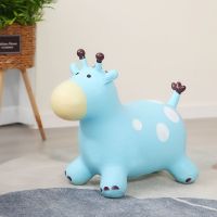 早教音乐跳跳马加大加厚充气玩具蜜蜂兔子恐龙独角兽骑马|无儿歌]蓝色长颈鹿[建议2岁以上 不送球[标配充气泵]