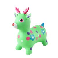 早教音乐跳跳马加大加厚充气玩具蜜蜂兔子恐龙独角兽骑马|150儿歌]绿色彩绘鹿[建议2岁 不送球[标配充气泵]