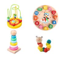 幼儿童八音小木琴手敲琴8个月乐器玩具1一2岁半3宝宝婴儿早教|(四件套)时钟+彩虹塔+绕珠+扭扭虫