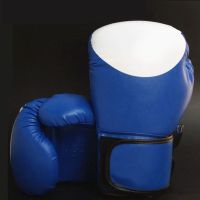 拳套拳击手套成人散打格斗泰拳搏击训练打沙袋手套青少年拳击|成人(封白)蓝色 1副拳套+1副绷带(5米*2条)