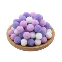 高弹彩色毛毛球diy幼儿园儿童手工制作材料毛球项圈小毛球毛球画|浅紫系 1.5厘米(100个)