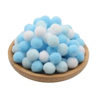 高弹彩色毛毛球diy幼儿园儿童手工制作材料毛球项圈小毛球毛球画|浅蓝系 1.5厘米(100个)