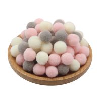 高弹彩色毛毛球diy幼儿园儿童手工制作材料毛球项圈小毛球毛球画|米色系 3厘米(50个)