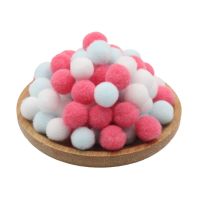 高弹彩色毛毛球diy幼儿园儿童手工制作材料毛球项圈小毛球毛球画|西瓜红系 2厘米（50个）