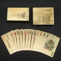 土豪金扑克可水洗耐用金箔美元欧元格子创意黄金扑克|欧元款土豪金扑克