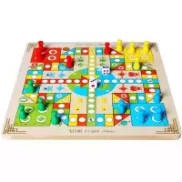 多合一跳棋飞行棋五子棋斗兽棋游戏多功能棋儿童学生木制玩具|飞行棋[单面-加厚]