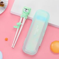 儿童筷子训练筷练习筷宝宝学习筷婴儿勺辅食勺宝宝餐具|苹果绿 小熊筷子+橙子筷子
