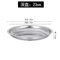不锈钢盘圆盘子餐厅食堂商用家用菜盘子菜碟饭盘装菜盘多用盘子|23CM深盘5个装[店家推荐]