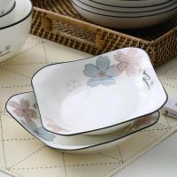 盘子套装家用菜盘陶瓷碟子圆盘6/4个饭盘欧式方盘加厚加大加深盘|8.5英寸10个装 水木清华