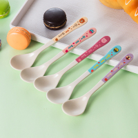 竹纤维儿童饭勺汤勺叉子婴儿长塑料汤勺宝宝汤匙宝宝塑料勺子|二把[小号圆汤勺]