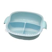 儿童分格餐盘可微波加热辅食饭碗保温pp加厚餐盒幼儿园餐|淘气蓝【餐盘+盖子】食品级PP可微波 加【吸盘+吸管】