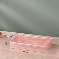 多层饺子盒子冷冻水饺托盘子家用装馒头盒冰箱可微波保鲜收纳盒子|橘黄-加大号-加厚款 4层1盖-高透底