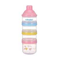 宝宝外出四层奶粉盒大容量婴儿装奶粉便携盒格独立零食盒|粉色四层独立奶粉盒
