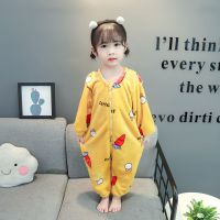 儿童连体睡衣秋冬季加厚法兰绒男女宝宝睡袋婴儿防踢被小孩家居服