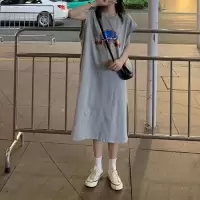 睡衣女夏季背心外穿连衣裙睡裙新款宽松学生韩版宽松显瘦开叉睡裙