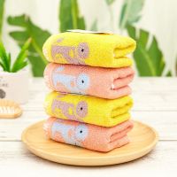 4条装儿童毛巾棉洗脸童巾可爱卡通图案宝宝柔软吸水小毛巾