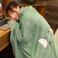 四季通用单人法兰绒毯子夏天办公室午睡小被子汽车空调毯厚款便携