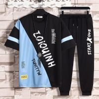 男童短袖套装夏装胖男孩13学生大童t恤两件套帅气12-15岁男装衣服