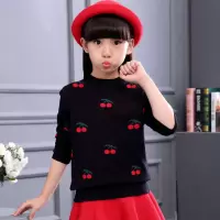 抗起球女童毛衣圆领套头秋冬毛线针织衫儿童加绒加厚毛线衣中大童