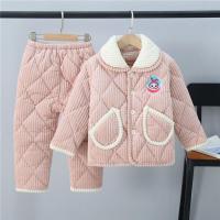 冬儿童珊瑚绒睡衣男女法兰绒小孩保暖内衣家居服