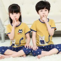 儿童睡衣套装夏天男童棉空调衫小孩女童七分袖宝宝家居服薄款