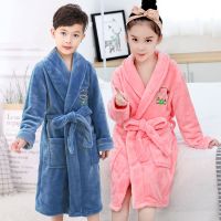 童装儿童睡袍男童女童秋珊瑚绒家居服加厚款浴袍冬季法兰绒睡袍