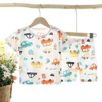 竹节棉儿童家居服棉空调服中小童男女新款短袖套装半袖夏季睡衣